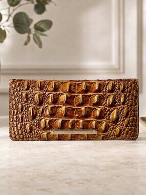 Brahmin Ady Wallet Teak Melbourne Croc-Embossed Leather NWT